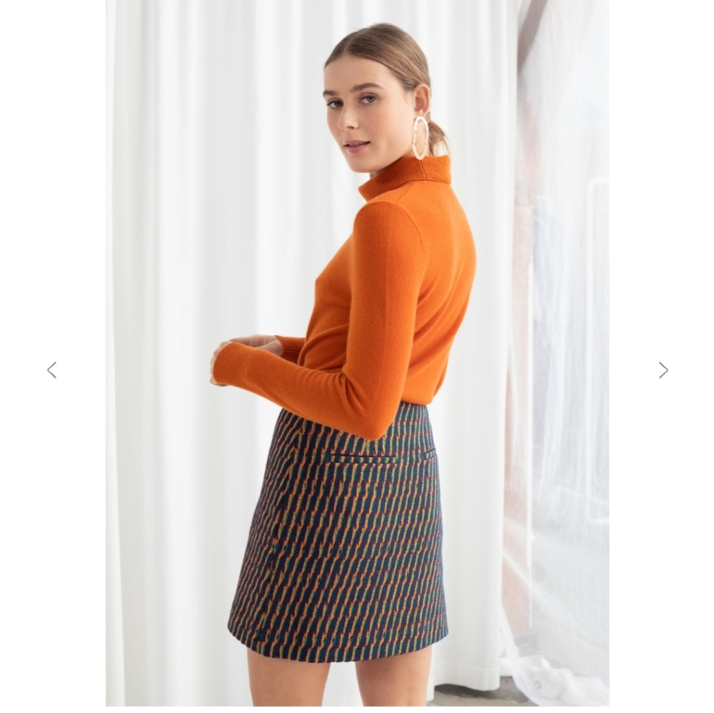 & Other Stories Orange Fitted Cashmere Turtleneck